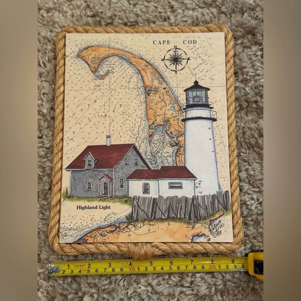 Donna Ellis Great American Lighthouse Rope Wooden Plaque–Cape Cod–Nautical Decor - Picture 4 of 5